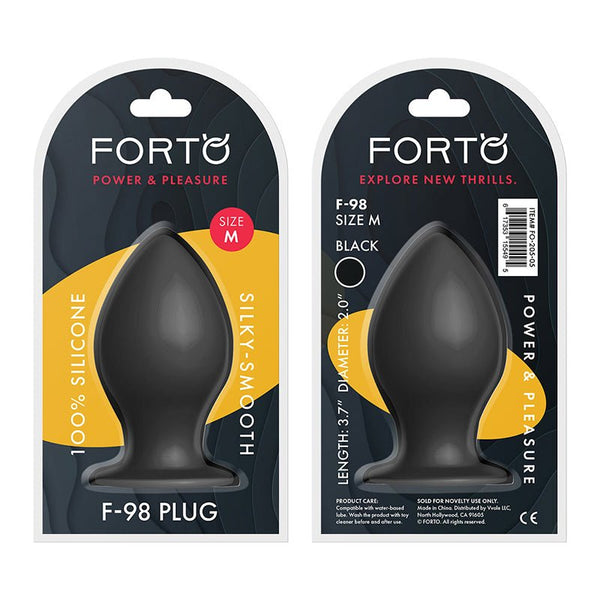 Forto F - 98 Cone Silicone Anal Plug Medium Black - Royal Sins