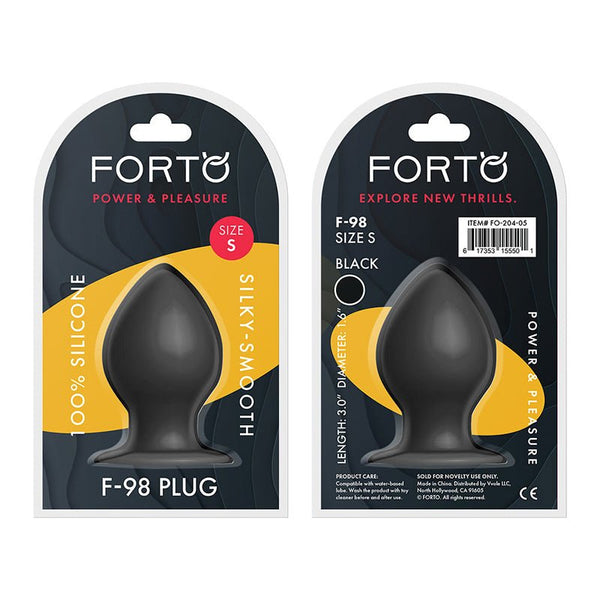 Forto F - 98 Cone Silicone Anal Plug Small Black - Royal Sins