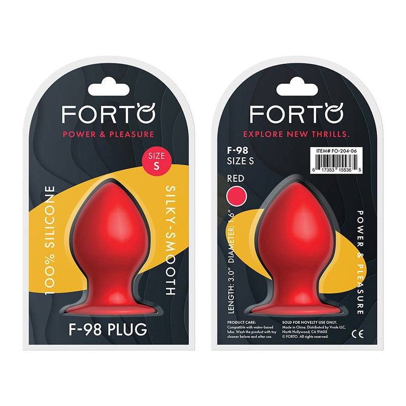 Forto F - 98 Cone Silicone Anal Plug Small Red - Royal Sins