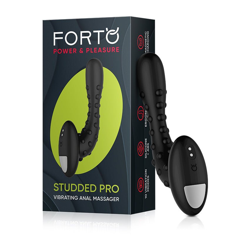 Forto Studded Pro Rechargeable Silicone Vibrating Anal Massager Black - Royal Sins