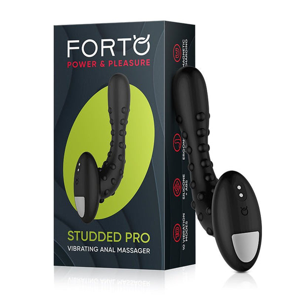 Forto Studded Pro Rechargeable Silicone Vibrating Anal Massager Black - Royal Sins