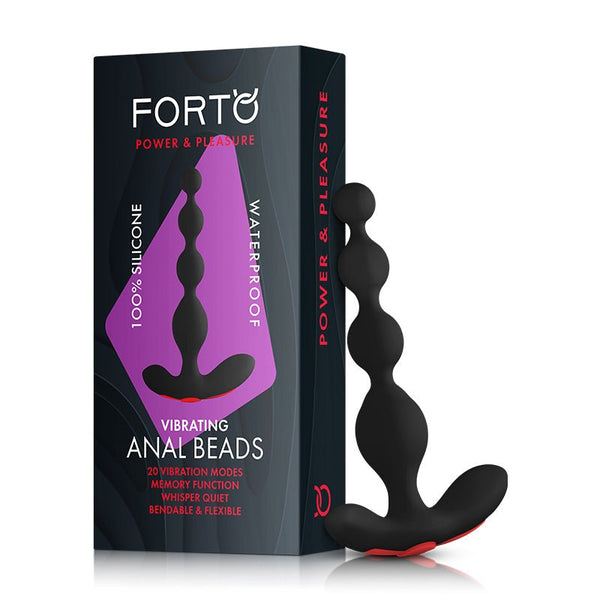 Forto Vibrating Anal Beads Rechargeable Silicone Plug Black - Royal Sins