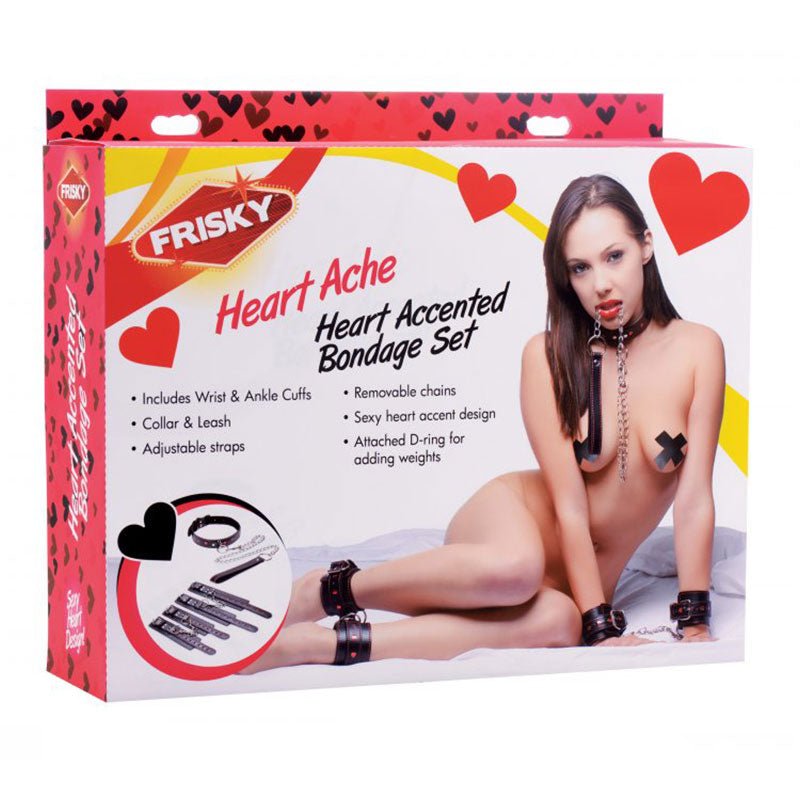 Frisky Heartache 5pc Heart Accented Bondage Set - Royal Sins