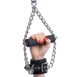 Fur Lined Nubuck Leather Suspension Cuffs with Grip - Royal Sins