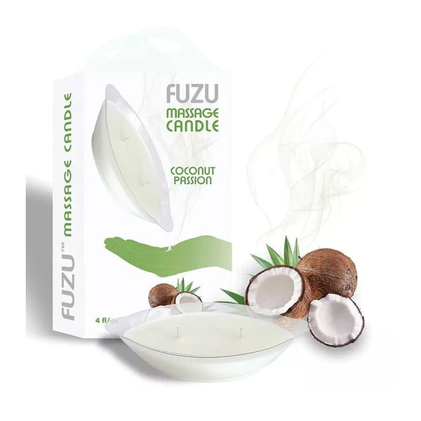 Fuzu Massage Candle Coconut Passion White 4 oz. - Royal Sins