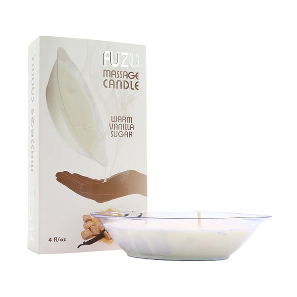 Fuzu Massage Candle Warm Vanilla Sugar White 4 oz. - Royal Sins