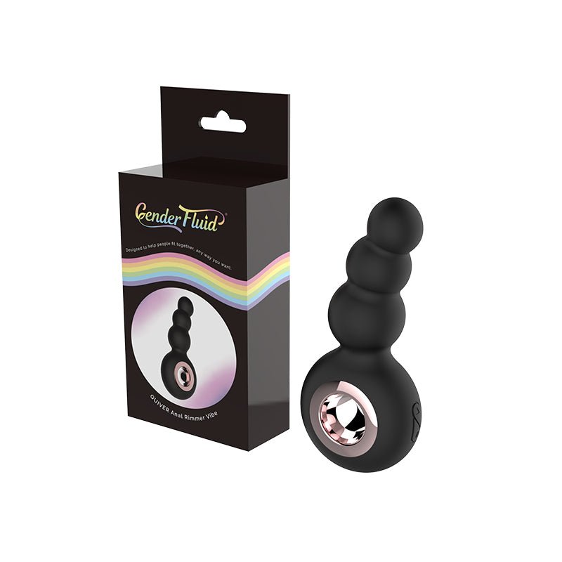 Gender Fluid Quiver Anal Ring Bead Vibe Silicone Black - Royal Sins