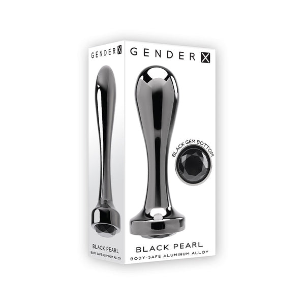 Gender X Black Pearl Aluminum Anal Plug With Black Gemstone Base - Royal Sins
