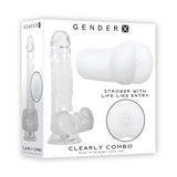Gender X Clearly Combo 2 - Piece 7.25 in. Realistic Dildo and Anal Entry Stroker Set Clear - Royal Sins