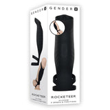 Gender X Rocketeer Rechargeable Triple - Ring Vibrating Silicone Penis Sheath Black - Royal Sins