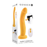 Gender X Sweet Embrace Vibrating 7 in. Dildo and Jock - Style Strap - On Harness Set Yellow/Black - Royal Sins