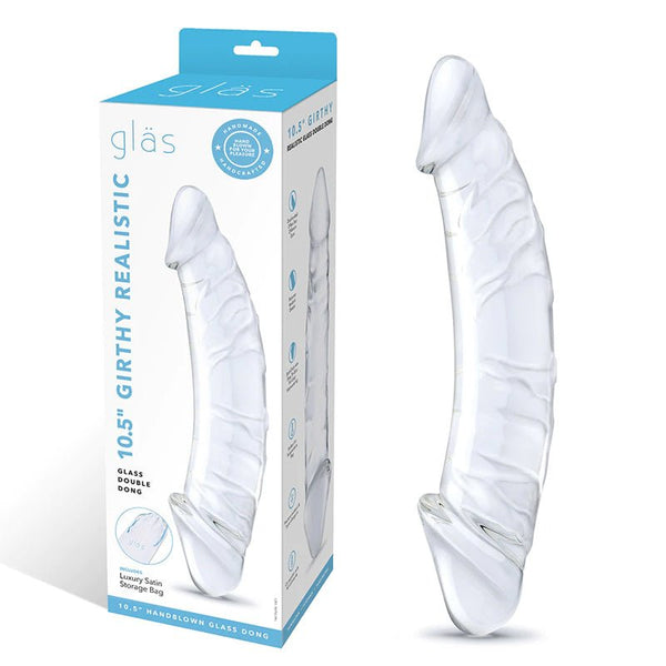 Glas 10.5 in. Girthy Realistic Glass Double Dong Dildo - Royal Sins
