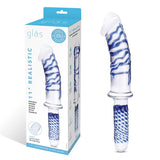 Glas 11 in. Realistic Double Ended Glass Dildo with Handle - Royal Sins