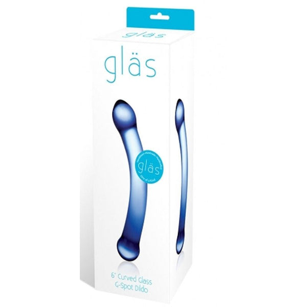 Glas 6 in. Curved G - Spot Glass Dildo Blue - Royal Sins