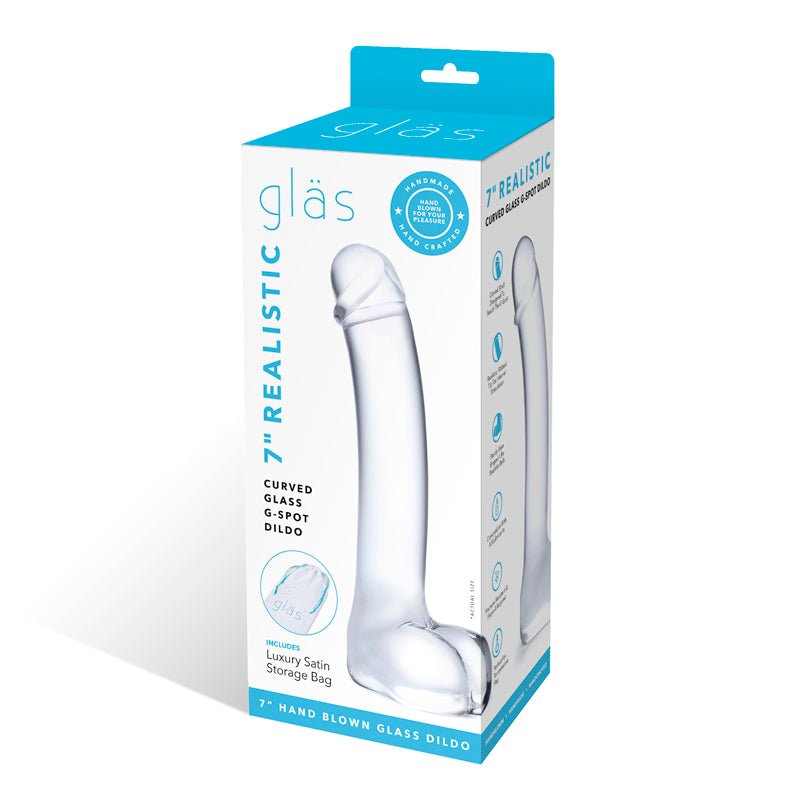 Glas 7 in. Realistic Curved Glass G - Spot Dildo - Royal Sins