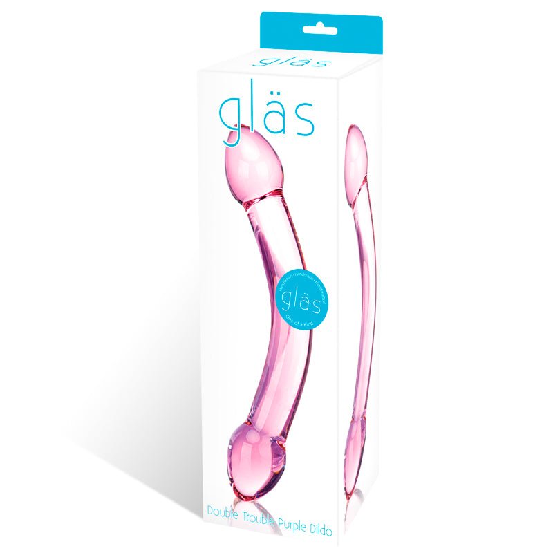 Glas 7.25 in. Double Trouble Purple Glass Dildo - Royal Sins