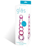 Glas 7.5 in. Quintessence Beaded Anal Slider Glass Dildo with Ring Handle - Royal Sins