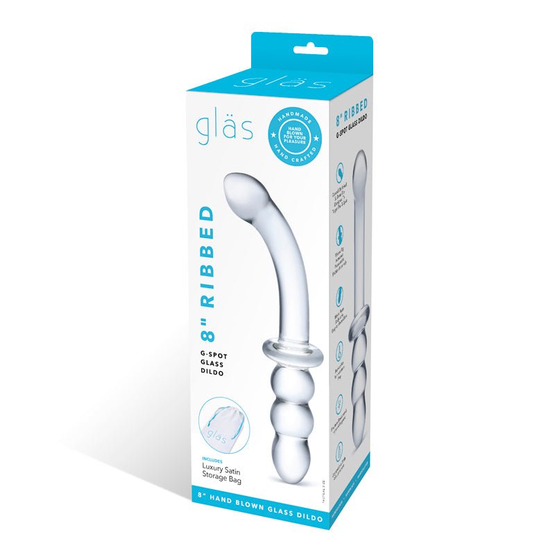 Glas 8 in. Ribbed G - Spot Glass Dildo - Royal Sins