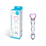 Glas 8 in. Sweetheart Glass Dildo with Pink Heart - Shaped Handle - Royal Sins