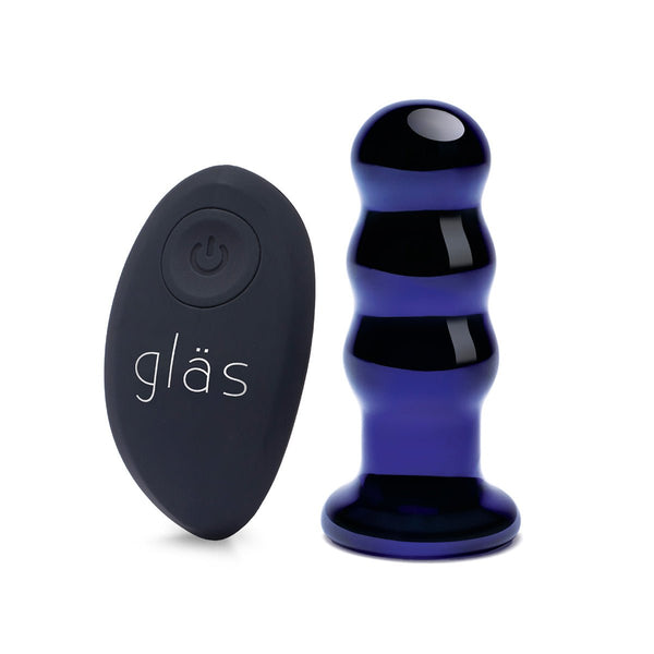 GLAS Rechargeable Ribbed Butt Plug 3.5" - Royal Sins