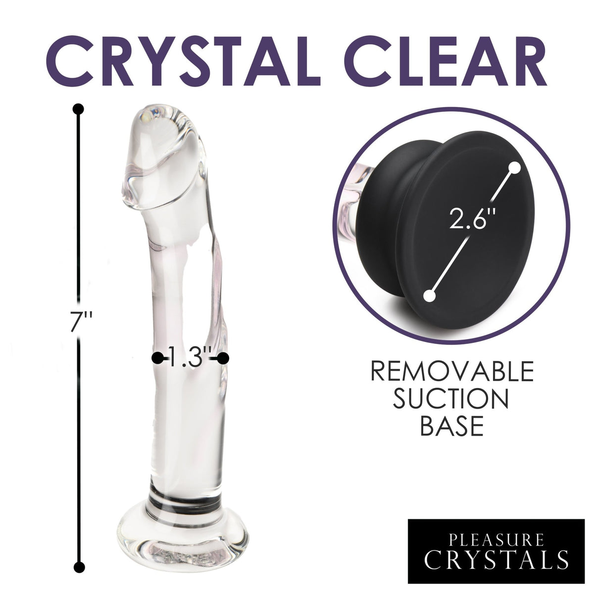 Glass Dildo with Silicone Base - 7 Inch - Royal Sins