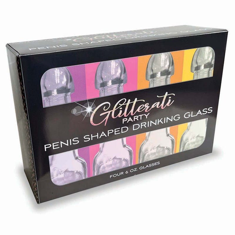 Glitterati Party 6 oz. Penis Shaped Drinking Glass 4 - Pack - Royal Sins