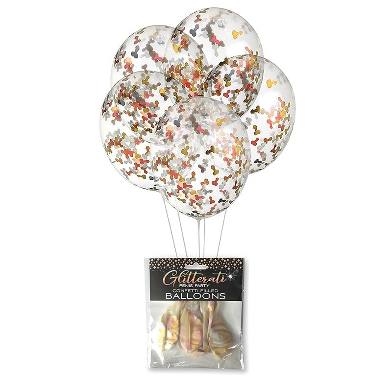 Glitterati Penis Party Confetti Filled Balloons 5 - Pack - Royal Sins