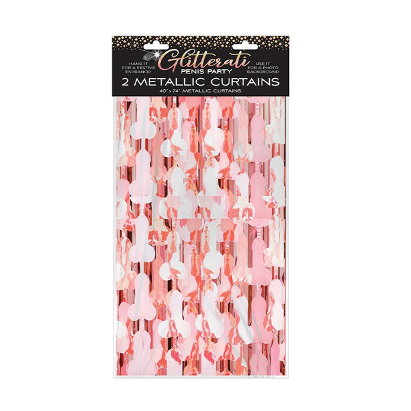 Glitterati Penis Party Metallic Foil Curtains 2 - Pack - Royal Sins