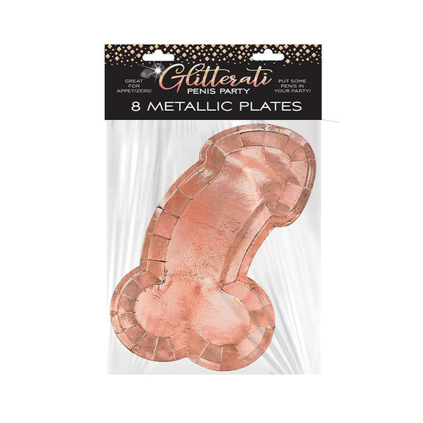 Glitterati Penis Party Rose Gold Plates 8 - Pack - Royal Sins