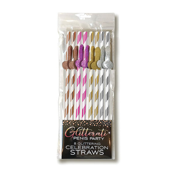 Glitterati Penis Party Tall Celebration Straws 8 - Pack - Royal Sins