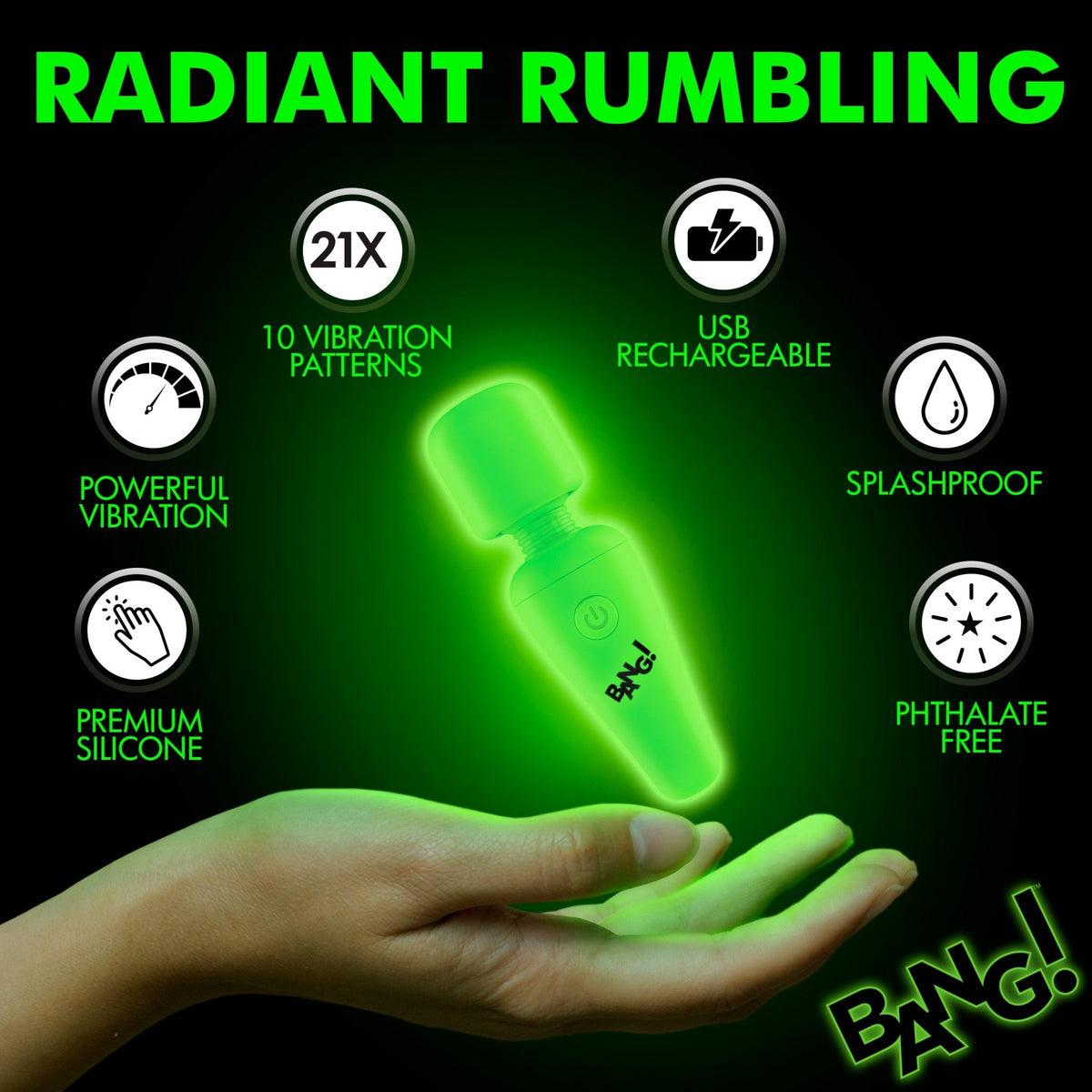 Glow - in - the - Dark Silicone Wand - Royal Sins