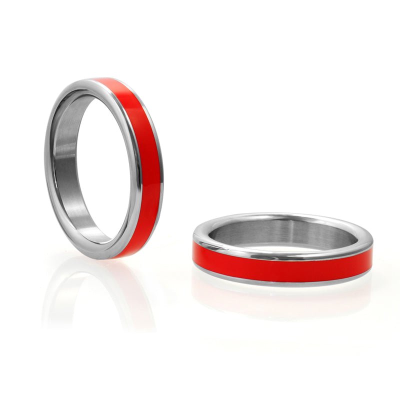 H2H Stainless Steel Cockring w/Red Band 1.875 in. - Royal Sins