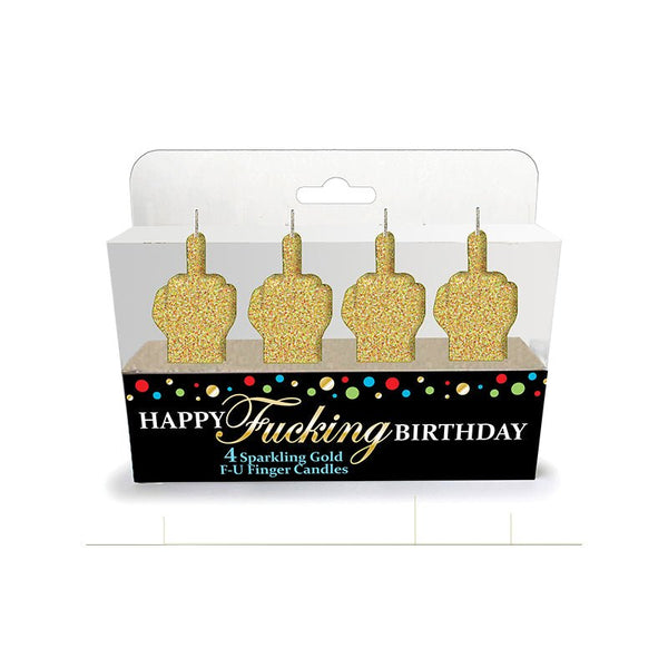 Happy Fucking Birthday Glitter Middle Finger Candles 4 - Pack - Royal Sins