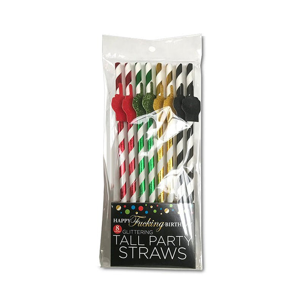 Happy Fucking Birthday Tall Party Straws 8 - Pack - Royal Sins