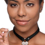 Heart Lock Leather Choker with Lock and Key - Black - Royal Sins