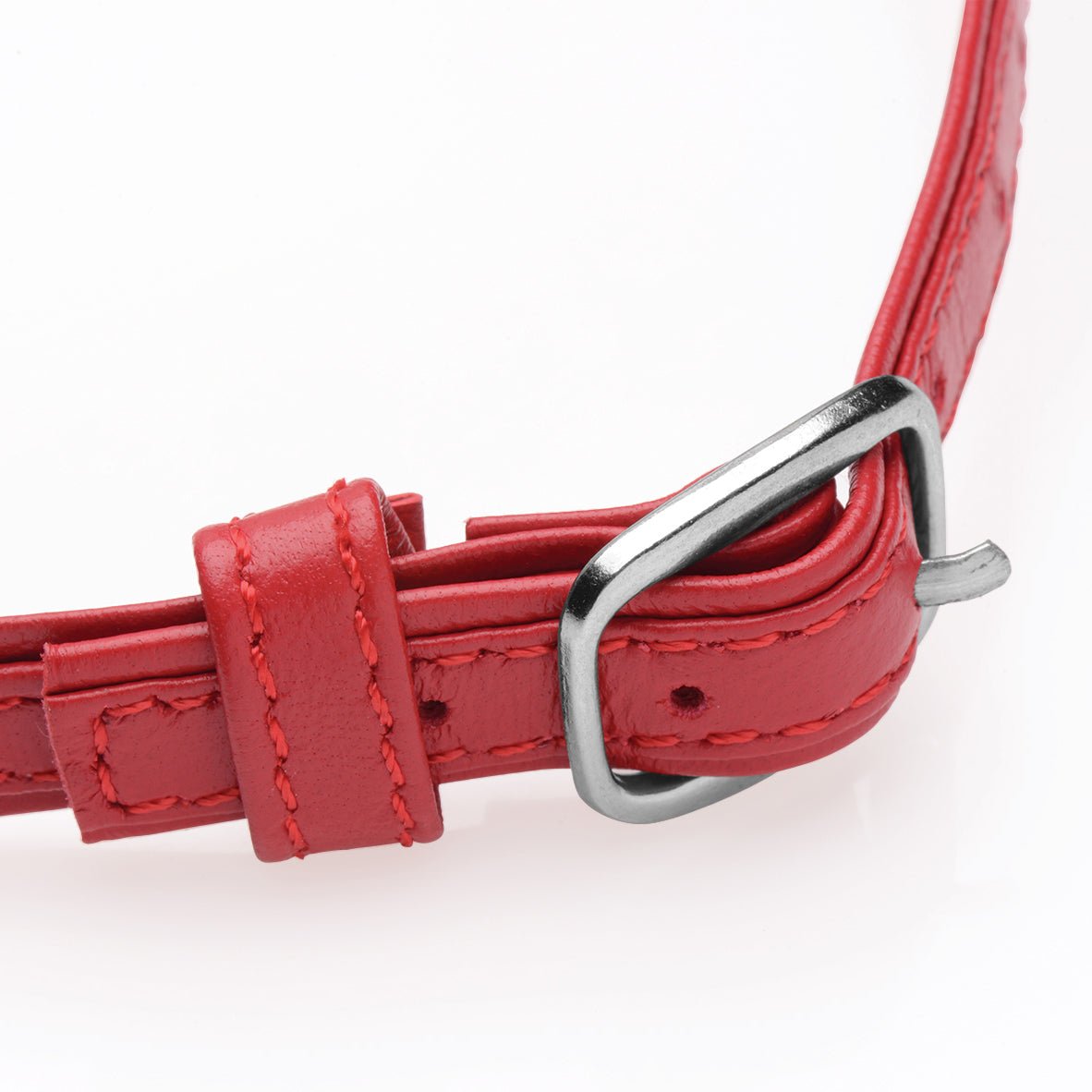 Heart Lock Leather Choker with Lock and Key - Red - Royal Sins