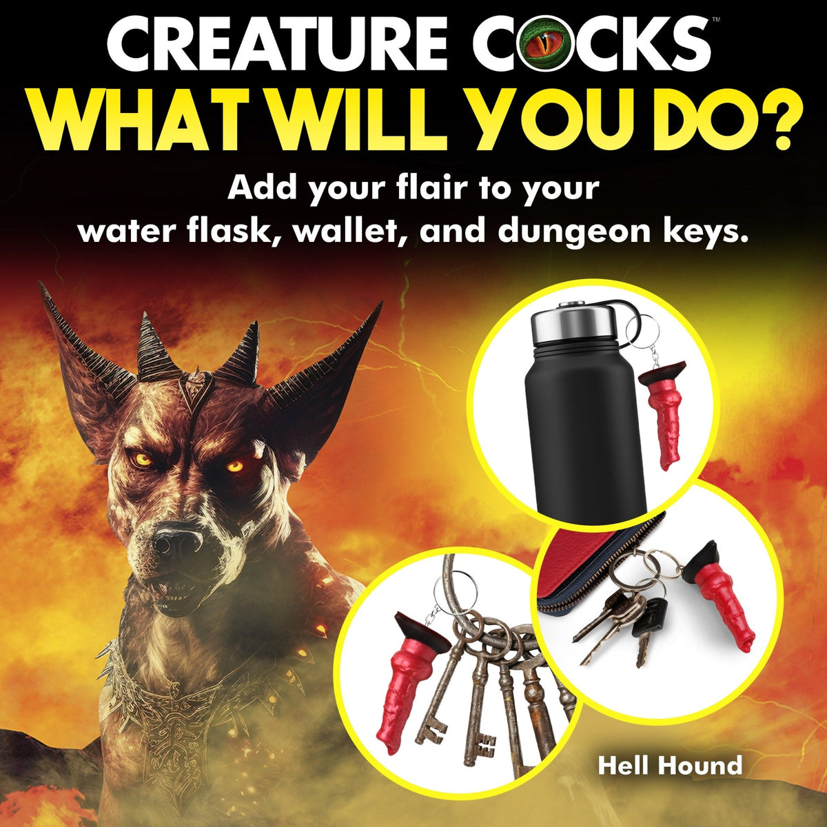 Hell Hound Mini Dildo Key Chain - Royal Sins