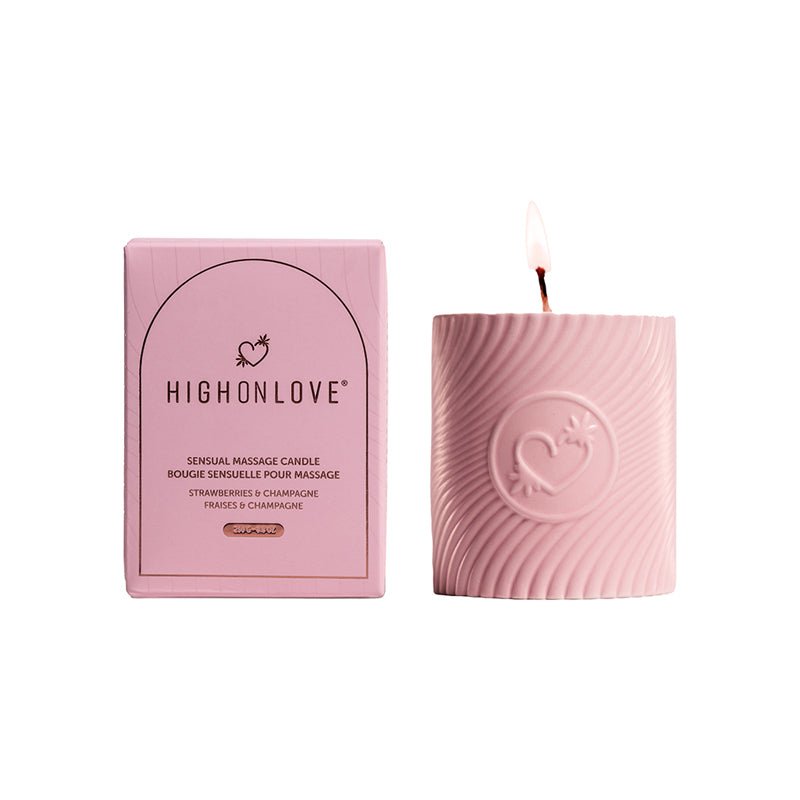 HighOnLove Pink Massage Candle Strawberries & Champagne - Royal Sins