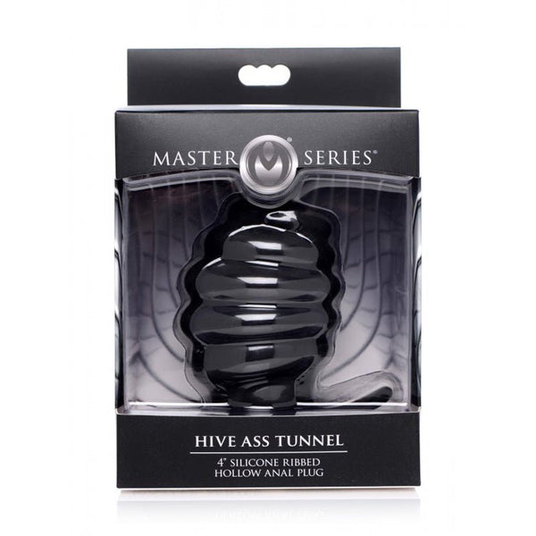 Hive Ass Tunnel 4" Silicone Ribbed Hollow Anal Plug - Large - Royal Sins