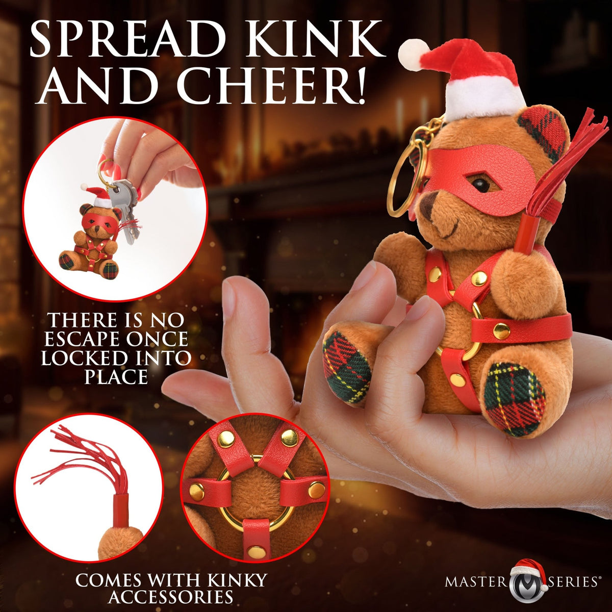 Holiday Bondage Bear Keychain - Brown - Royal Sins