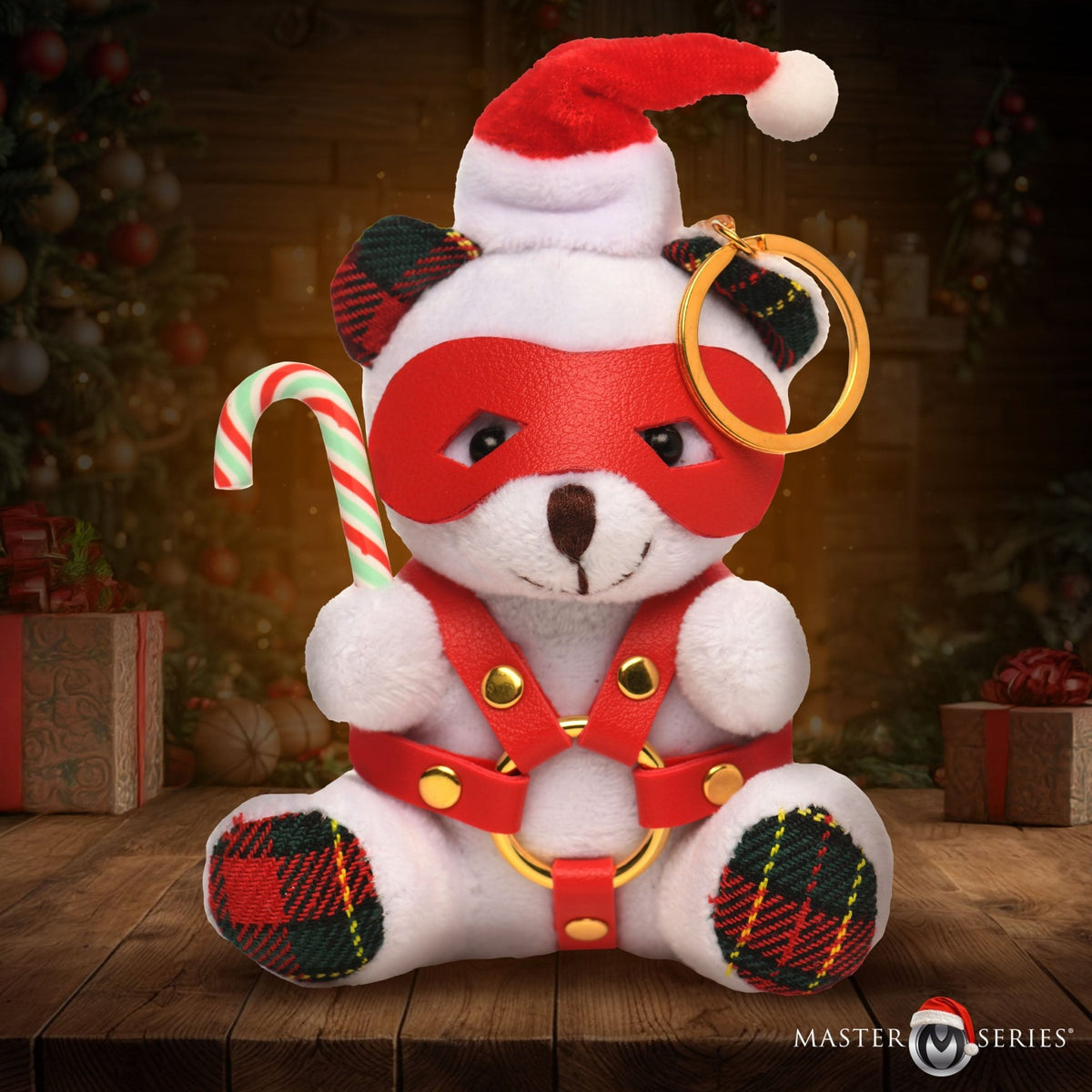 Holiday Bondage Bear Keychain - White - Royal Sins