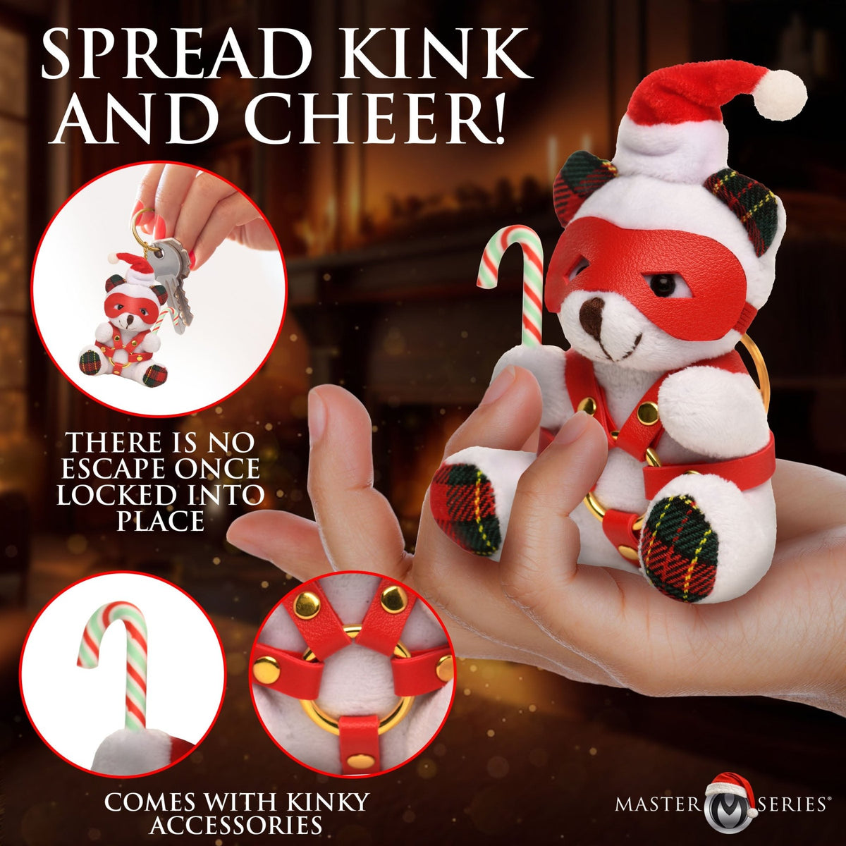Holiday Bondage Bear Keychain - White - Royal Sins