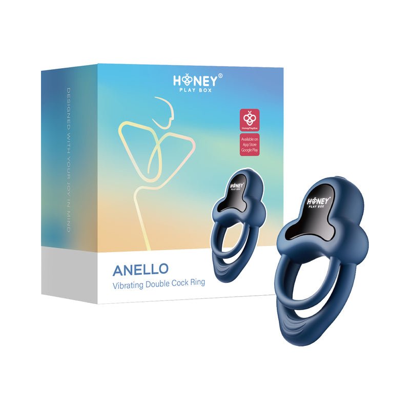 Honey Play Box Anello App - Controlled Vibrating Double Cock Ring with Clitoral Stimulator Black - Royal Sins