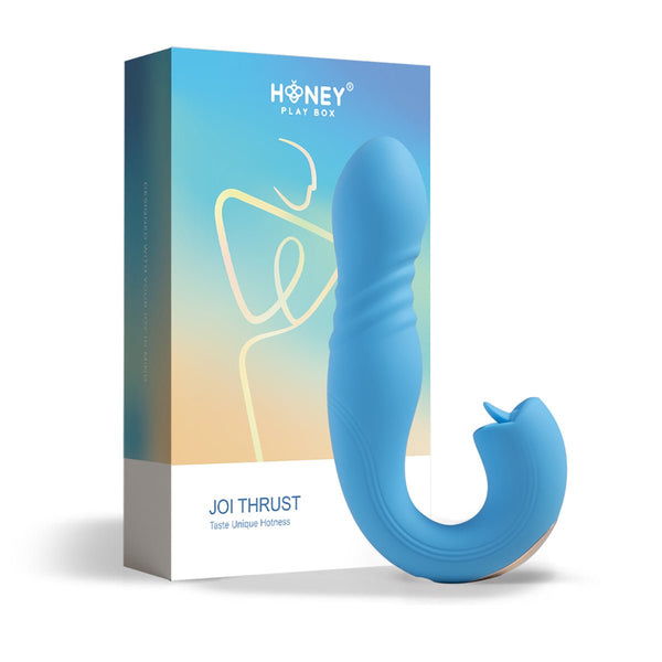 Honey Play Box Joi Thrust App Controlled Thrusting G - spot Vibrator & Tongue Clit Licker Blue - Royal Sins