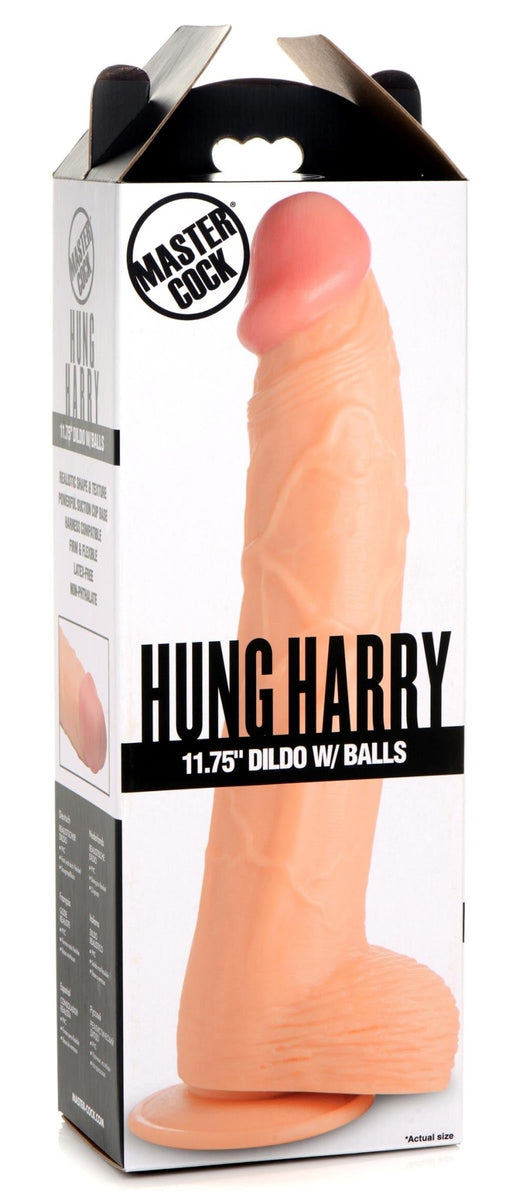 Hung Harry 11.75 Inch Dildo with Balls - Light - Royal Sins