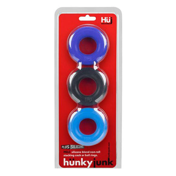 Hunkyjunk HUJ3 3 - pack c - ring, blue multi - Royal Sins
