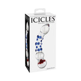 Icicles No. 18 Curved Textured 7.5 in. Glass Dildo Blue/Red/Clear - Royal Sins