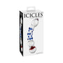 Icicles No. 18 Curved Textured 7.5 in. Glass Dildo Blue/Red/Clear - Royal Sins
