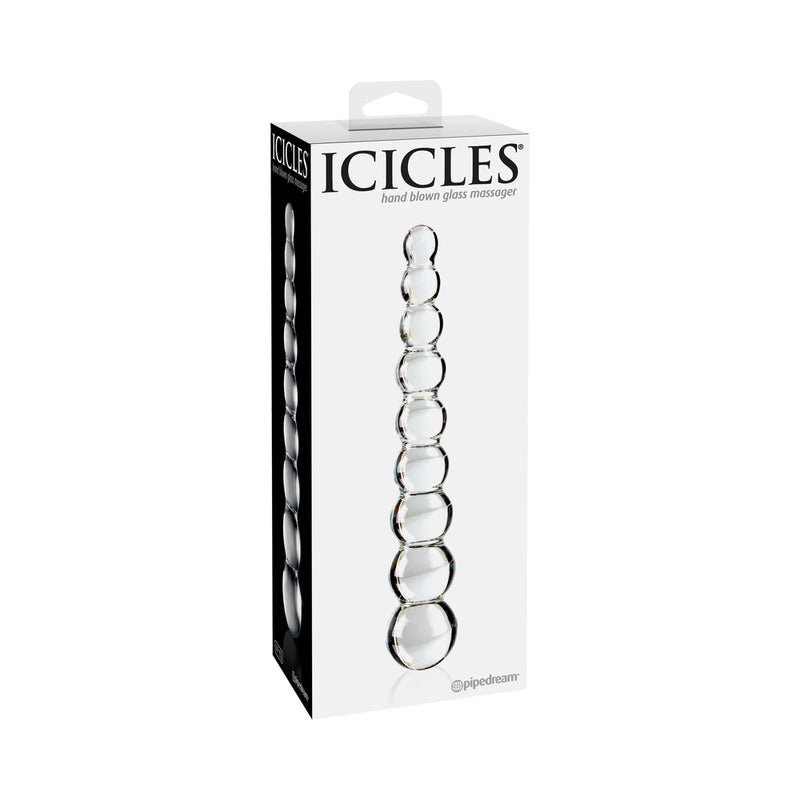 Icicles No. 2 Beaded 8.5 in. Glass Dildo Clear - Royal Sins