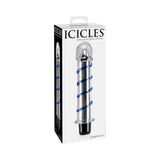 Icicles No. 20 Ribbed Vibrating 7.5 in. Glass Dildo Blue/Clear - Royal Sins